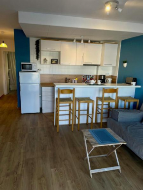 Apt Rhodes B dans la marina d'Empuriabrava, terrasse avec vue sur port Rhodes et les pyrénées